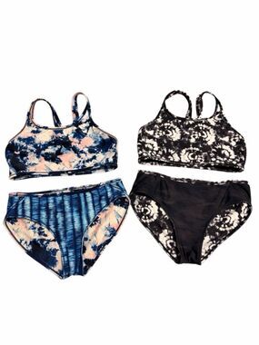 Athleta Girls 4 Piece Reversible Swim Suit Lot Medium (8-10)